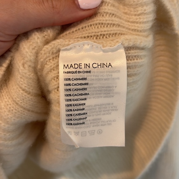 Club Monaco 100% Cashmere Cropped Fringe Sweater Cream Beige Size XS - Picture 5 of 11